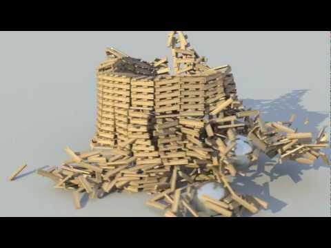 1300 KEVA Plank Coliseum Destroyed in Slow-Motion