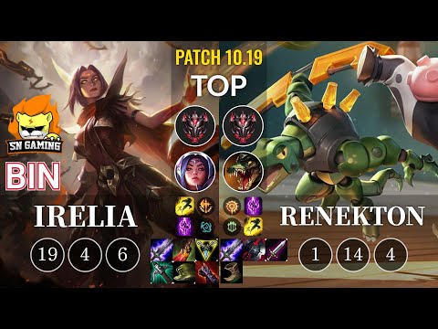 SN Bin Irelia vs Renekton Top - KR Patch 10.19