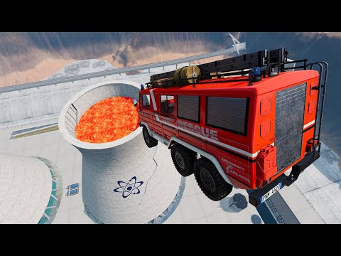 Random Cars Jumping Into HOT LAVA #3  - BeamNG.Drive