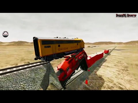 Impossible Large Trains vs Unfinished Railway Crashes Reverse#7 - BeamNG Drive