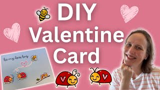 DIY Valentine Card | Cute Bugs & Kisses Design 🐞💌