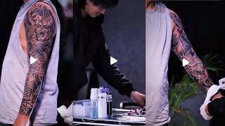 Full Sleeve God vs Devil Tattoo | Good vs Evil Realism Art ⚔️🔥