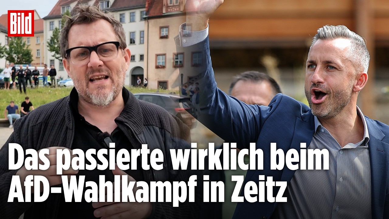 AfD-Wahlkampf in Zeitz: Zwischen Anhängern und Gegenprotest vor der Landtagswahl in Sachsen-Anhalt