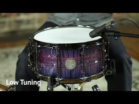 HHG Drums 14x7 Contoured White Ash Stave Snare Drum, Purple Burst High Gloss Lacquer image 13