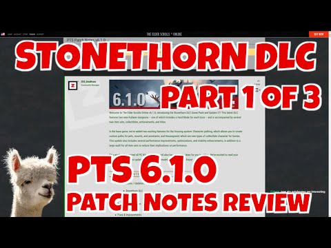 ESO - Stonethorn DLC - PTS 6.1.0 Patch Notes Review (1 of 3) - RIP Thrassian?!?! - Twitch VoD