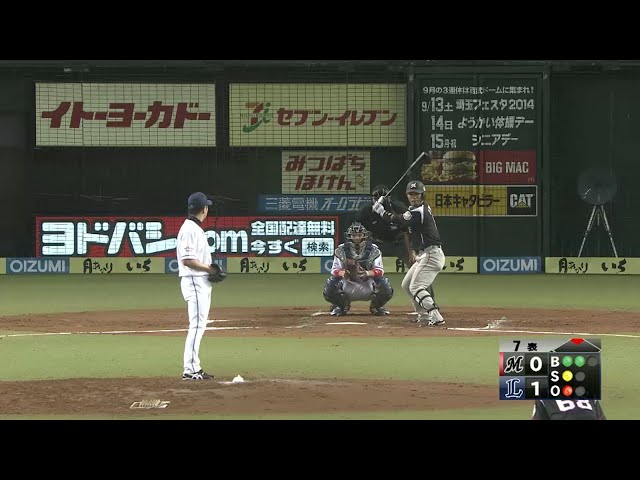【7回表】マリーンズ・今江 ライト前へ同点タイムリーヒット!! 2014/9/4 L-M