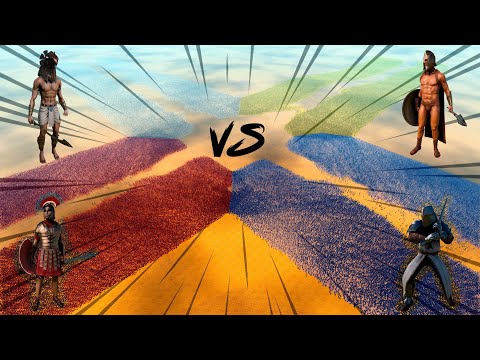 4 ARMIES of 250,000 ROMANS vs SPARTANS vs CRUSADERS vs EGYPTIANS | Ultimate Epic Battle Simulator 2
