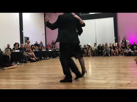  Fernando Sanchez  and  Ariadna Naveira  are  dancing  to  the  milonga  "  Mano Brava  "  by  Solo Tango Orquesta  at  Roma Tango Festival  in  2019