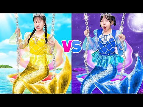 One Colored Makeover Challenge! Day Mermaid Vs Night Mermaid - Funny Stories About Baby Doll Family