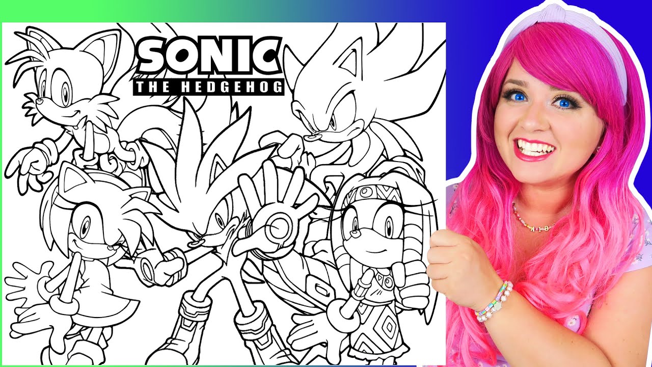 Coloring Sonic The Hedgehog Characters Coloring Pages | Super Sonic, Amy Rose, Tikal, Tails & Silver