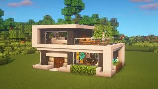 Minecraft : How to Build Starter Modern House Tutorial (#10)