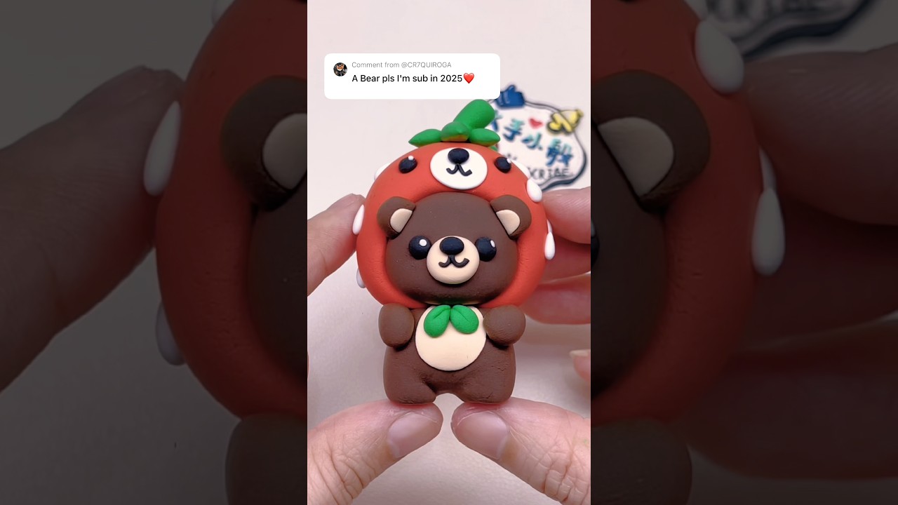 Bear 🐻 strawberry 🍓 #clay #clayart #bear #shorts