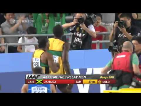 Jamaica 4x100m relay 37.04 Daegu IAAF World Outdoor Championships 2011 [Carter, Frater, Blake, Bolt]