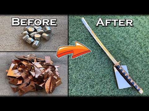 Casting A Solid BRONZE Katana & Ingot From Scrap Copper And Tin - Monster Bronze Melt