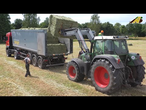 Heuwetter = Heuernte Quaderballen pressen Traktoren Fendt, Claas Presse LKW Verladung Landwirtschaft