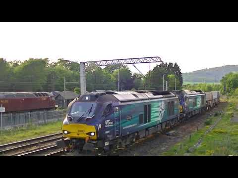 DRS 68001+68025 6K73 Flasks Carnforth 250517