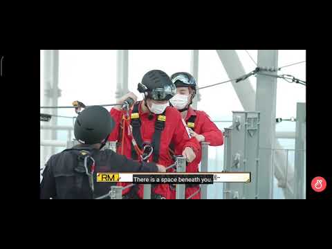 suga and rm crossing the sky bridge in L world tower 541m above seoul[eng sub]