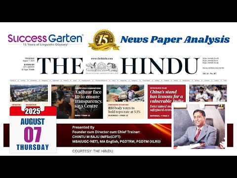 Newspaper Analysis - The Hindu Daily, Chintu M Raju!