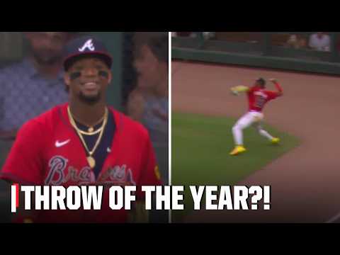 Ronald Acuna Jr. makes RIDICULOUS throw to get 3rd out 😱 | ESPN MLB