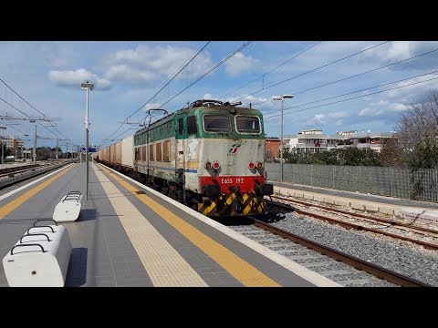 Transito treno merci container con E655 MIR a Bari S. Spirito