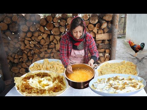 We cooked the Famous Onion Khinkali Dish in the Village - Azerbaijani Cuisine
