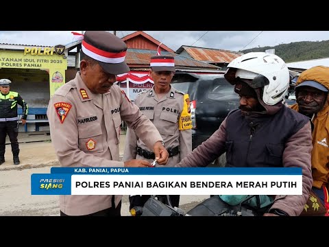 POLRES PANIAI BAGIKAN BENDERA MERAH PUTIH SAMBUT HUT KE-80 RI