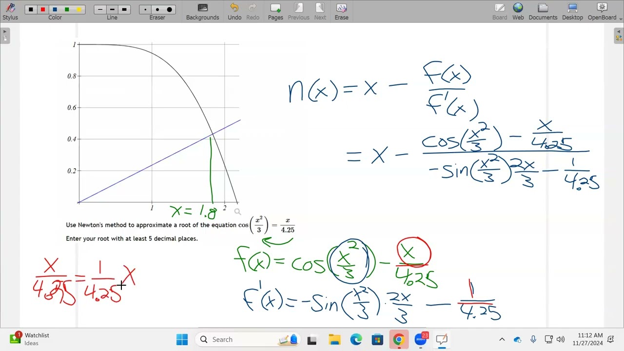 Calculus 1 Newtons method spreadsheet or scientific calculator