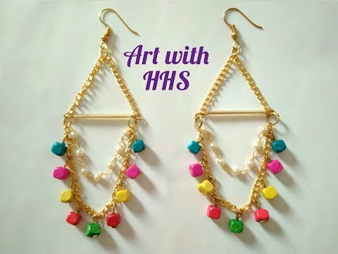 ||DIY|| How to make Beautiful Long Earrings using Wood Beads - Art with HHS Video