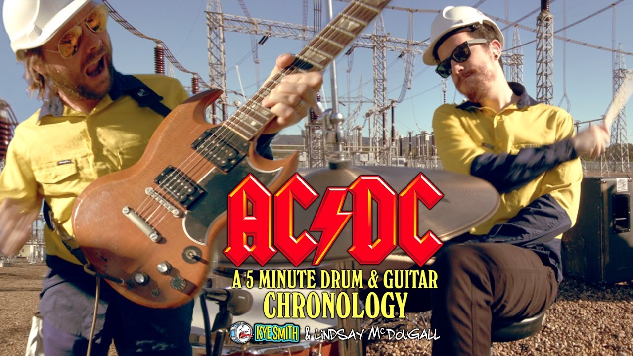 AC/DC: A 5 Minute Drum & Guitar Chronology - Kye Smith & Lindsay McDougall [4K] - YouTube