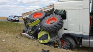 An Amazing Case On The Road! Tractor John Deere and Class In A Difficult Situation Accident 2023