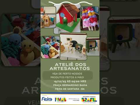 Feira de artesanato do Ateliê em Feira de Santana BA.  Dia 19/12 na Praça BERNARDINO BAHIA
