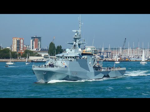HMS Tamar and Spey outbound from Portsmouth to Indo Pacific