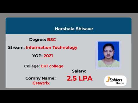 Video Testimonial by HARSHALA SISAVE | PLACED IN 2022 | QSPIDERS THANE