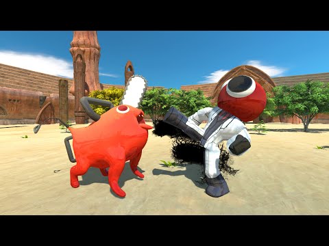 Who Will Win? Pochita vs Rainbow Friends Red - Animal Revolt Battle Simulator