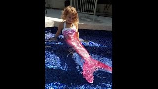 Sister Showing off her Shimmertail Mermaid Swim Tail for swimming