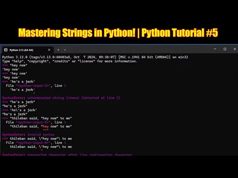 Python Programming Tutorial 5 Mastering Strings In Python