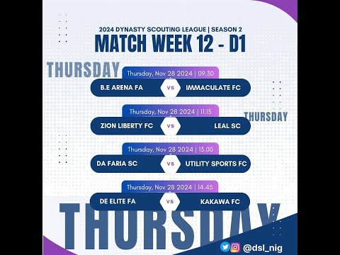 DA Faria SC VS Utility Sports - Dynasty Scouting League - WK 12