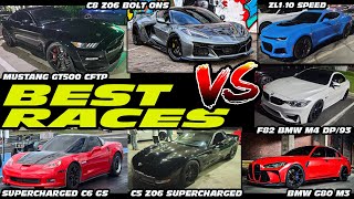 BEST RACES -- SUPERCHARGED C6+C5 CORVETTE , GT500, G80 BMW M3, F82 M4, ZL1, JAGUAR, C8 Z06,  MUSTANG