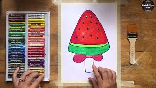 Bé học vẽ | Vẽ que kem dưa hấu siêu dễ đơn giản bất ngờ | Huỳnh Ngọc Art