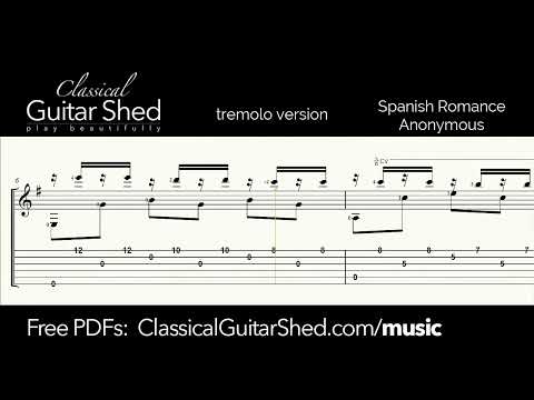 Free Guitar PDF w/TABs: Romanza (Romance) tremolo version