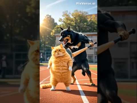 cat and dog fight #funny #cute #animals #memes #sound #like