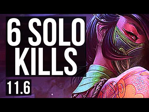 AKALI vs MASTER YI (MID) | 6 solo kills, 17/2/3, Legendary | KR Diamond | v11.6