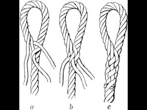 How to splice an eye in 3 strand line slow easy to follow with colored tape