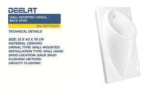 Wall-Mounted Urinal – Back Spud - Size 33 x 40 x 76 cm