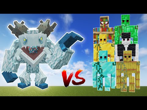 Frostmaw vs All Golems in Minecraft (mowzie's mobs)