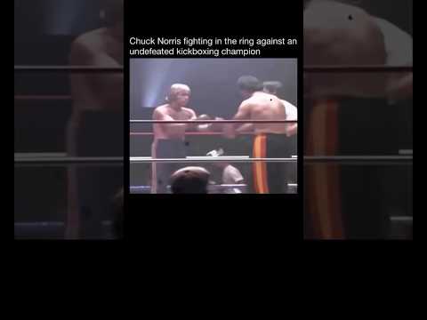 Chuck Norris fighting in the ring against an undefeated kickboxing champion