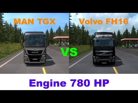 Euro Truck Simulator 2 - 780HP MAN TGX vs 780HP Volvo FH16 - Drag Race
