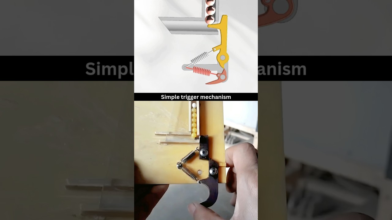 Simple trigger mechanism - Mechanical Magic ✨ #cad #gun #trigger #cadcam #mechanical #engineering