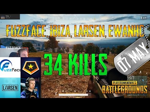 Fuzzface, Ibiza, Larsen, EwanHC | 34 Kills | PUBG