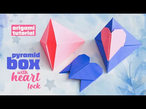 Origami Pyramid Box with Heart Lock | How to Make Paper Gift Bag | Easy Tutorial